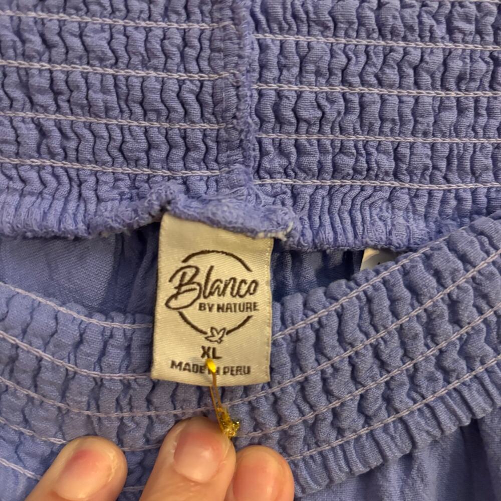 Blanco By Nature 100% Cotton Gauze Pants NWT XL Peruvian Azure Blue Boho Resort - Picture 5 of 8